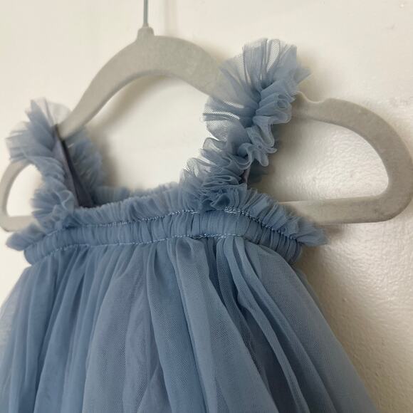 Blue Tulle Tutu Ruffle Baby Dress, Size 70 (6 Months) Wedding Birthday Occasion - Picture 4 of 10